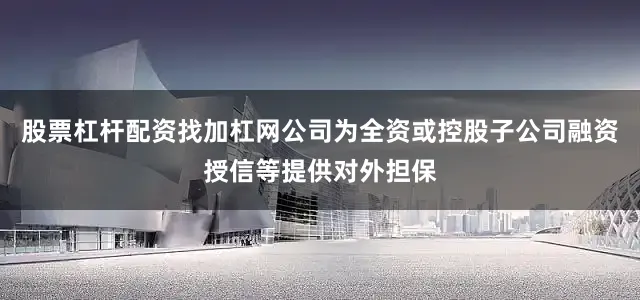 股票杠杆配资找加杠网公司为全资或控股子公司融资授信等提供对外担保